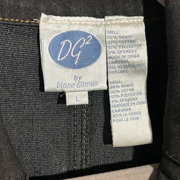Vintage Dg2Diane Gilman Double Breasted Denim Blazer, Black Distressed, New SZ L - Picture 5 of 6